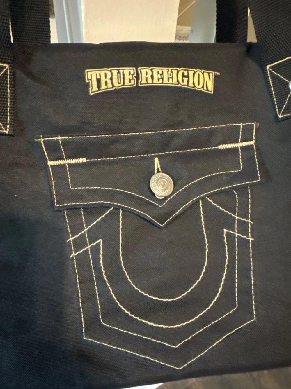 True Religion Black Canvas Travel Duffle Bag - Picture 2 of 5